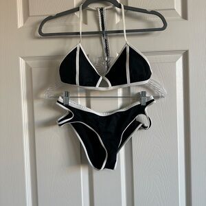 La Hearts Black and White Bikini Set